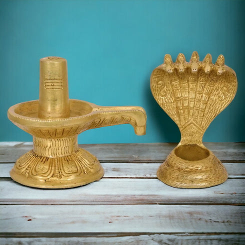 Tamas Brass Shivling with Sheshnag Statue